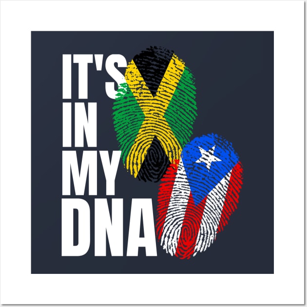 Jamaican Plus Puerto Rican Flag DNA Heritage Gift Wall Art by Just Rep It!!